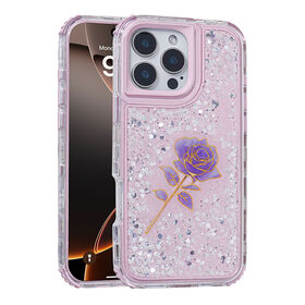 Großhandel Urban Play Gel Glitter Rose Handyhülle TPU & PC 3-in-1 Hybrid Handyhülle für iPhone 16 Pro Max