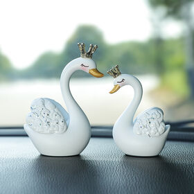 Artisanat en Résine Cygne Décoration de Voiture Cadeau d'Affaires Décoration d'Intérieur Statue d'Animal en Résine