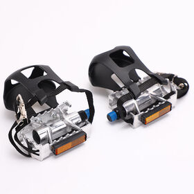 Bike Pedals With Toe Clip And Fixed Straps