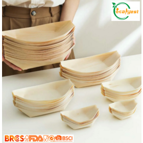 Wooden boat tray, sushi platter, disposable wooden plate, fsc certified, food grade, eco tableware