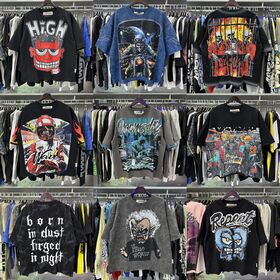 BKYS Repent Shirt Men's graphic rhinestone F-Terry Cropped Tee Stay High Hello World Cotton T-shirt High Quality cheap wholesale