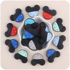 Hot Sale Eco Friendly Soft Baby Silicone Teether Beads Custom Animal Character Silicone Focal Cartoon Beads