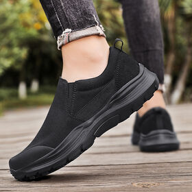 Sepatu Sneaker Kanvas Kasual Anti-Slip Ringan Bernapas dengan Sol Tebal, Ukuran 39-47, Sepatu Jalan Pria