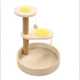 Factory Cheap White and Yellow Cat Climbing Frame Cat Tree with Scratching Posts Perches