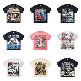 Majestik Tees Men's Graphic Designer T shirts Guard bullDog Sinners Run Free Rhinestone Cotton Luxury Tee T-shirts Cheap Wholesale