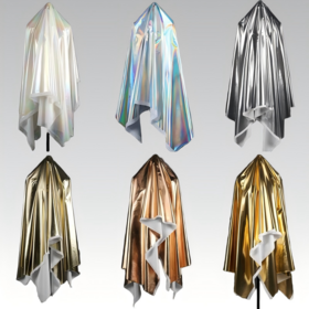 Pongee fabric thin coated fabric, gold and silver hot stamping, non-elastic, waterproof faux leather, shiny mirror fabric