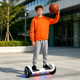 Ride the Future in Style! White LED Hoverboard with Rainbow Lights & Bluetooth Safe, Certified & Perfect for Kids Outdoor Fun
