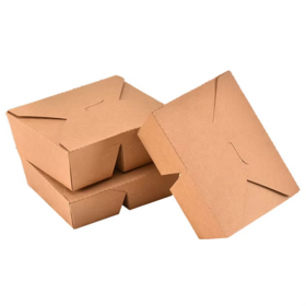 Wholesale Recyclable Paper Pulp Take Away Food Packaging Container Disposable Folding 2 Compartment Kraft Paper Food Box