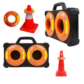 Pack de 4 Feux de Signalisation Coniques RVB Séquentiels avec 6 Modes pour la Circulation Routière, 30 LED Rechargeables, Gyrophares Stroboscopiques pour la Sécurité Routière