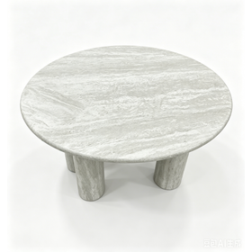 Salon de table basse ronde minimaliste en travertin