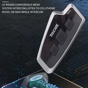 TOUCARE Motorcycle Intercom IP67 Waterproof Helmet Headset with Advanced Long Range Communication System for Multiple Riders