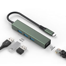 OEM Sunlike 4 in 1 USB C hub, USB C to Ethernet Hub Adapter, 1000M Ethernet, USB 3.2, 5 Gbps, for office working