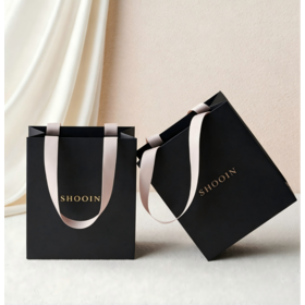 OEM Fashion Elegant Luxury Shopping Custom Gold Hot Stamping Logo Jewelry Packaging Paper Gift Bags-samll order acceptable