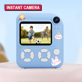 Kamera Cetak AI Model Google untuk Anak-anak, Kamera Ganda, Kamera Selfie, Layar HD, Mainan Edukatif Anak