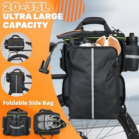 35L Waterproof Bicycle Pannier Bag Double Side Microfiber Synthetic Leather EVA Tpu Durable Riding Pack with Rain Cover