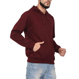 Pullover Hoodies cor sólida manga longa Drawstring Hipster Casual moletons com capuz masculino com bolsos