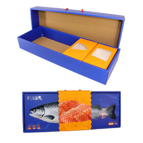 Custom Size Custom Color Rectangle Shape Portable Biodegradable Eco-Friendly Corrugated Board Rigid Waterproof Seafood Box