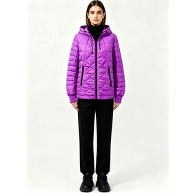 Fashion Mid Quilting Padded Jacket for Woman with Hood and Rib Bottom Hem