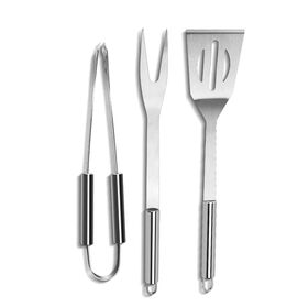 Hygienic 3 PCS BBQ Tool Set Grill BBQ Utensils Barbecue Turner Barbecue Fork Food Tongs
