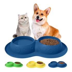 Comedero Doble de Silicona Personalizado para Mascotas, Cuenco Lento para Perros y Gatos