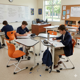 Minimalism Premium Grade School Furniture School Desks and School Chair for College Student Center