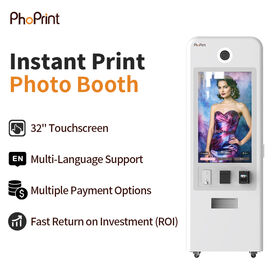 Portable Metal Selfie 32 Inches Touch Screen Photo Booth DSLR Instant Photo Booth 1-Year for Wedding Parties