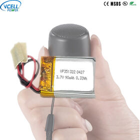 Ultra Thin 3.7V 90mAh 351322 Lithium Polymer Battery For Miniature Speakers Earbuds Smart Rings Smart Shoes IoT Sensors