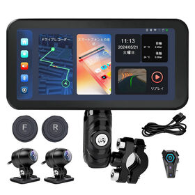 Motorcycle Smart Display Wireless CarPlay Android Auto Dual 1080P Cameras Built In GPS Touchscreen Control Tire Pressure