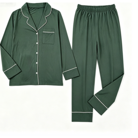 Enjoywear Unisex Spandex/Cotton Long Sleeve V-Neck All-season Pajama Set with Front Logo Customizable Service