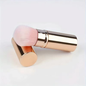 Factory price Good-looking Single 1 Pcs Gold Color Synthetic Metal Aluminum Retractable Kabuki Makeup Brush