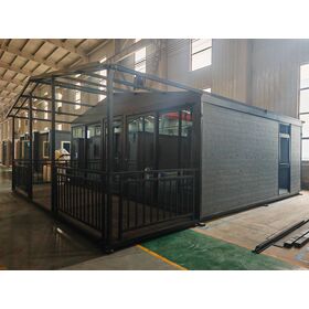 Maison préfabriquée expansible pliable de luxe de conteneur avec la terrasse avant de balcon