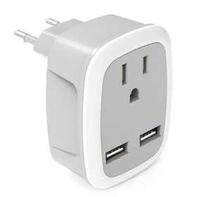 Adaptateur de Voyage International avec 2 Ports USB, Prises Américaines, Prise Européenne 3 en 1, Blanc ABS, Norme IEC, OEM