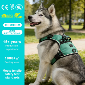 Harness Keamanan Hewan Peliharaan Qcool, Lampu Keamanan GPS Isi Ulang, LED Multi-Mode, Tali Nilon yang Dapat Disesuaikan, Baru, Anti-Lecet Malam