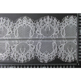 Commerce de gros double cils dentelle festonnée garniture 15 cm large Oeko-Tex certifié pour les robes de mariée et vêtements