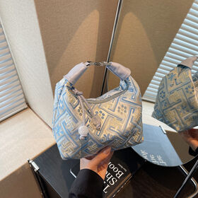 New Chinese Style Jacquard Mini Crossbody Bag, Nylon Handheld Hobo Bag with Detachable Strap, Casual Daily Purse