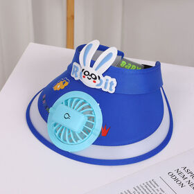 Sombrero de Sol con Ventilador Recargable USB para Niñas, Visera de Ala Ancha con Parte Superior Abierta, Protección UV, Gorro de Sol de Verano para Exteriores para Niños Pequeños