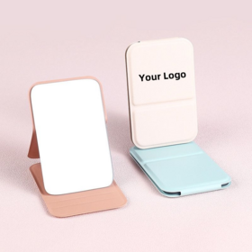 New PU Folding Cosmetic Mirror Table Top Vertical Portable Pocket Rectangle Small Personalized Wholesale