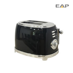 850W Retro schwarzer Edelstahl Toaster für 2 Scheiben - Einstellungen 1-6 - Frühstücks-, Brot-, Sandwich- und Bagel-Toaster