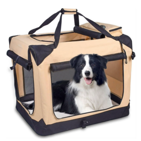 House Style Collapsible Small Pet Carrier Foldable Dog Kennels for Puppy Portable Soft Sided Crate with Durable Mesh Windows Mat