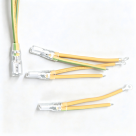 Custom 18AWG 6.3mm Spade Terminal to Ring Terminal Ground Wire Harness with Clear Insulation Sleeve for Home Appliances/Electrical