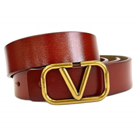 Popular products Belts with V Shape Alloy Slide Buckle in Reversible Red and Black Genuine Leather Belts