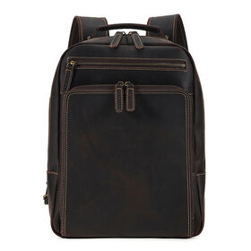Sac à dos de voyage d'extérieur à double épaule pour hommes, sac à double épaule en cuir véritable, sac à dos en cuir pour affaires et décontracté
