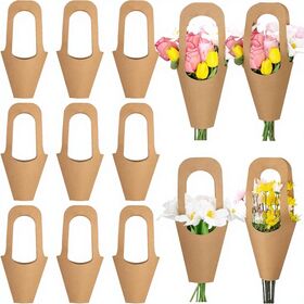 Handle Equipped Kraft Paper Flower Gift Packaging Carry Bag