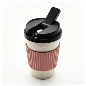 Wholesale Wheat Straw Travel Coffee Mug with Flip Lid, OEM Custom Logo Service