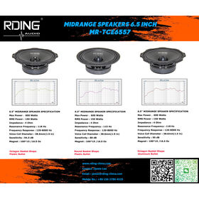 Haut-parleur automobile de voiture de haut-parleur de milieu de gamme de 6,5 pouces Puissance: 600 Watts RMS Puissance: 150 Watts Impédance 4 ohms Sensibilité 94.5dB