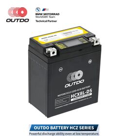 OUTDO 12V9Ah HCX8L selado AGM bateria da motocicleta com Smart LCD Voltage Indicator