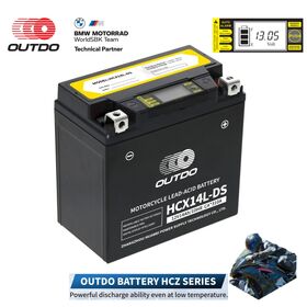 Bateria HCX14L 12V14Ah OUTDO AGM Motocicleta com Digital Power Monitoring Função