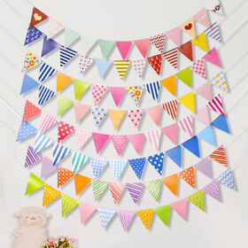 Festival Party Dress Up Supplies, Birthday Banner, Triangle Bunting Flags, Hanging Buntings & Streamers for Decoration