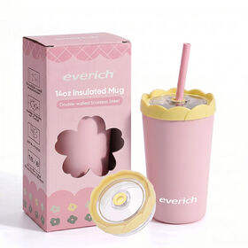 Estudante bonito vácuo isolado aço inoxidável Straw Cup com pequena capacidade para Back to School Girls Outdoor Use