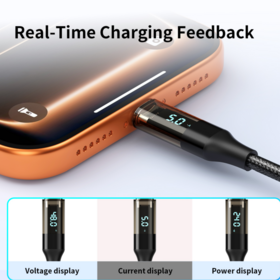 Special VoltAmp Power Display Cable, Durable SR Reinforced Design, High-Speed & Stable Charging,